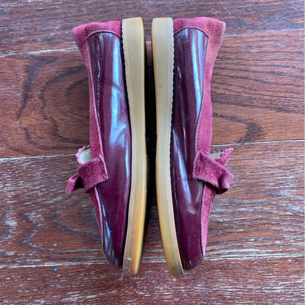 Elephantito Maroon burgundy Loafers with Bow Accent size 12 patent and suede